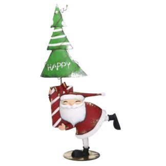 Babbo natale metallo con albero rosso cm36,2x10,8h66