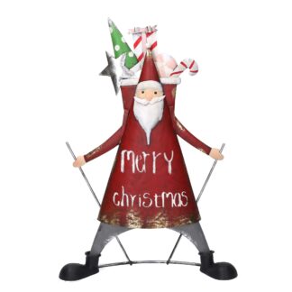 Babbo natale metallo con regali rosso cm31,8x9h45