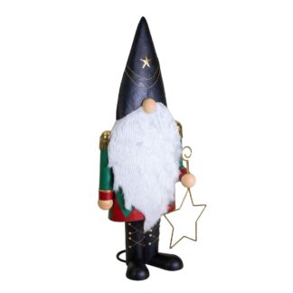 Gnomo metallo con stella nero cm47,7x26,7h101,5