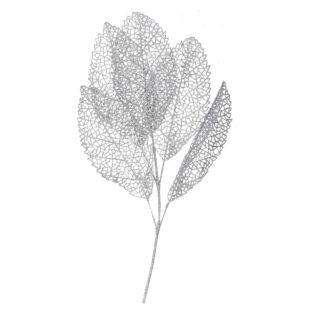 Ramo plastica foglie argento cm63