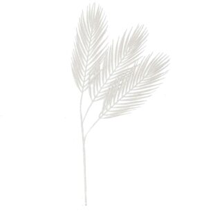 Ramo plastica foglie bianco cm80