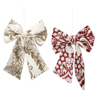 Fiocco tessuto damascato oro e rosso 2 assortiti cm13h19