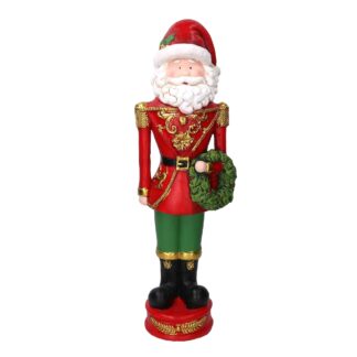 Babbo natale resina con ghirlanda rossocm18x15h64