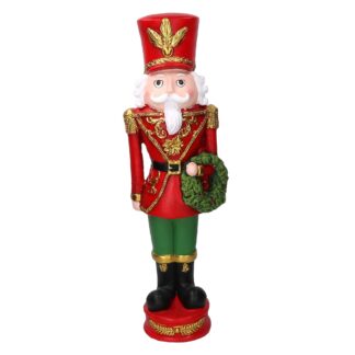 Soldatino resina con ghirlanda rosso cm19x15h66