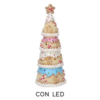 Albero resina candy rosa con led cm11x11h27,5