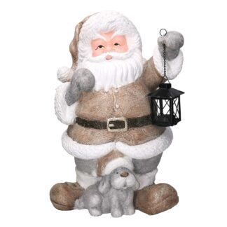 Babbo natale resina con lanterna biancocm34,5x28,5h49,5
