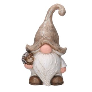 Gnomo resina con riccio bianco cm24x21h41
