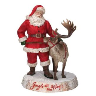 Babbo natale resina con renna rosso cm27,5x25,5h36,5