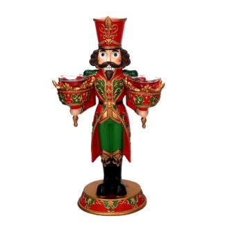 Portacandele resina soldatino rosso cm25x13,5h45,5