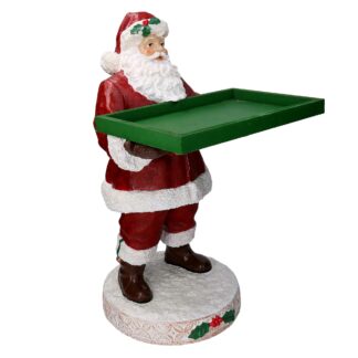 Babbo natale resina con vassoio verde rosso cm38x38h64