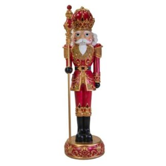 Soldatino resina con scettro e led oro e rosso cm53x50h184