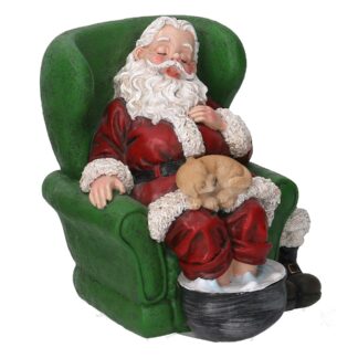 Babbo natale resina addormentato su poltrona verde cm16x14h16,5