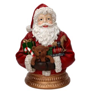 Busto babbo natale resina con regali rosso cm21,5x17,5h28,5