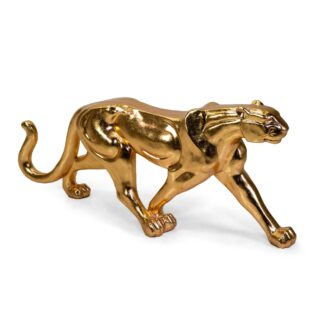 Statua resina leopardo oro cm129x25h50