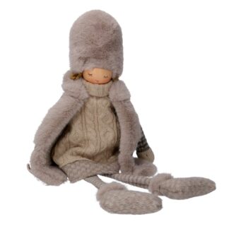 Bambina tessuto seduta con cappello grigio cm22x16h35/52