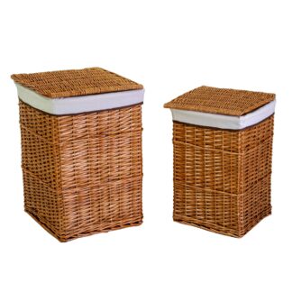 Cestone vimini naturale 1-2 con fodera bianca rettangolare cm42x42h58