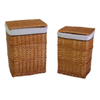 Cestone vimini naturale 1-2 con fodera bianca rettangolare cm44x35h55