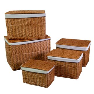 Cestone vimini naturale 1-5 con fodera bianca rettangolare cm76x55h49/52