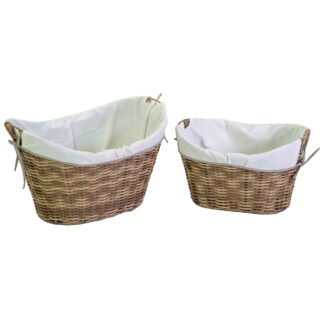 Cesta plastica grigio 1-2 con fodera bianca ovale cm61x43h29/40