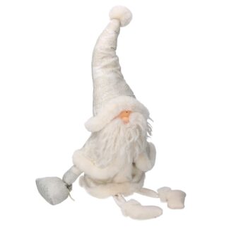Babbo natale tessuto seduto con sacco bianco cm32x10h63