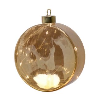 Sfera vetro piatta ambra con led cm ø12h4,5