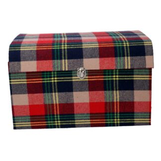 Scatola cartone tessuto pieghevole rosso scozzese cm38,5x26,5h23,5