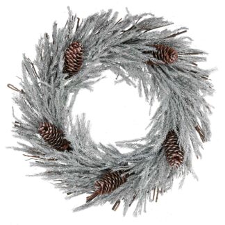 Coroncina innevato bianco con pigne cm ø46x8,5