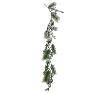 Festone con pigne innevato verde cm183x20x12