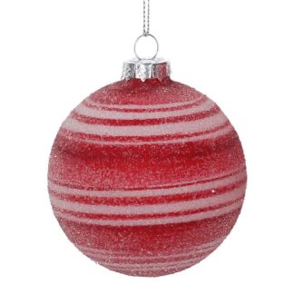 Sfera vetro bianco rosso cm ø12h12