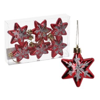 Stella plastica confezione 6 pz rosso cm16x10,6x2,6