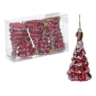 Albero plastica confezione 6 pz rosso cm15x9x6
