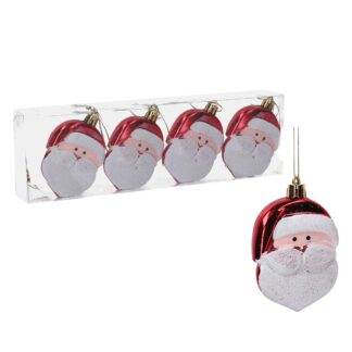 Babbo natale plastica confezione 4 pz rosso cm25,5x8x2,5