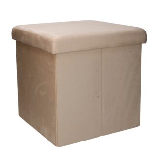 Puff velluto pieghevole crema quadro cm38x38h37,5