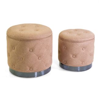 Puff contenitore tessuto trapuntato 1-2beige tondo cm ø45h44