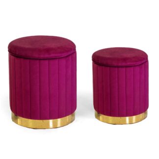 Puff contenitore velluto 1-2 rosso tondo cm ø36h43