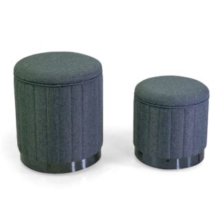 Puff contenitore tessuto 1-2 grigio tondo cm ø36h43