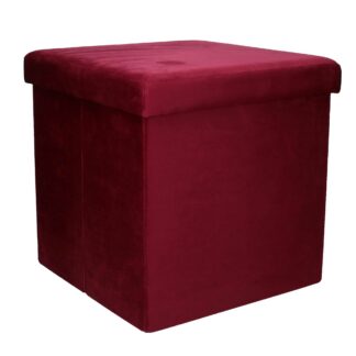 Puff velluto pieghevole rosso quadro cm38x38h37,5
