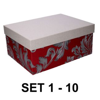 Scatola cartone 1-10 rosso argento rettangolare cm43x34h20