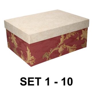 Scatola cartone 1-10 bordeaux oro rettangolare cm43x34h20