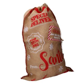 Sacchetto juta delivery santa cm56x85