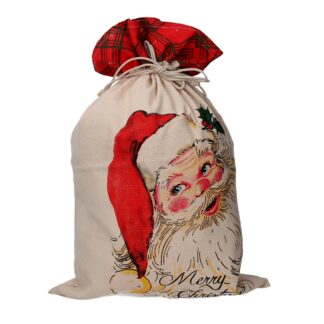 Sacchetto cotone babbo natale naturale cm40x59