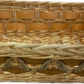 Cesta vimini miele intreccio corda rettangolare cm50/56x40h15