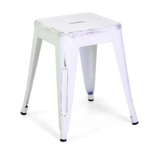Sgabello ferro new bristol bianco antico cm38x38h45