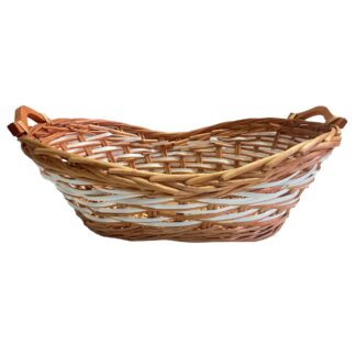 Cesta vimini miele intreccio bianco ovale cm57/62x39h14