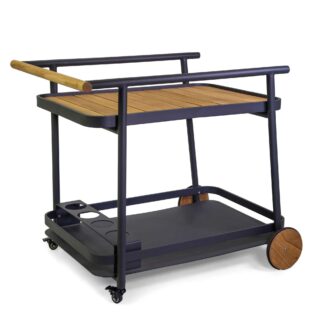 Carrello alluminio Honolulu antracite top legno teak cm96x70h83