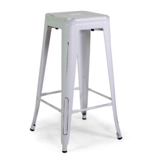 Sgabello ferro new bristol bianco antico cm42x42h76