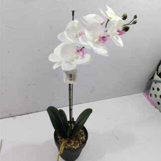 Pianta artificiale plastica orchidea 1 ramo bianco cm0x0h46