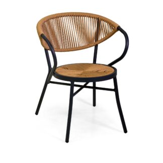 Poltrona alluminio e corda Annecy antracite cm56x60h45/75