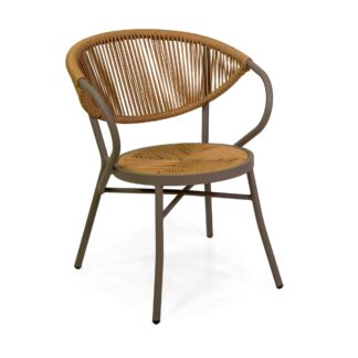 Poltrona alluminio e corda Annecy tortora cm56x60h45/75