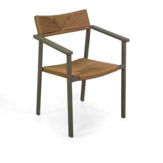 Poltrona alluminio e corda Annecy tortora cm60x54h44/82